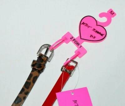 Cinturones Betsey Johnson Rojo Negro Leopardo Estampado Animal Brillante Talla Mediana Foto 1 de 4