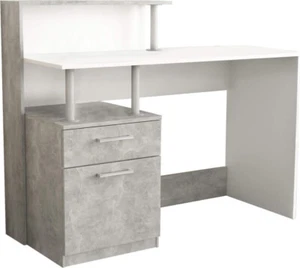 Scrivania Pisa e Effetto Cemento in Truciolato cm 120x55x75/91 h Bianco DecHome - Foto 1 di 1