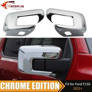 Exterior Side RearView Mirror Cover Trim Decor Bezels For Ford F150 2021+ Chrome - Picture 1 of 8