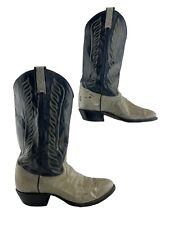 Men's Tony Lama Blue / Gray Leather Almond Toe Western Boots Size 8 EE *WIDE*