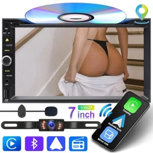 7" Radio Double 2Din Car Stereo with CD/DVD Player Apple Carplay Bluetooth + CAM - Picture 1 of 13