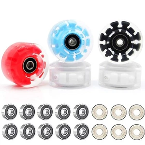 VAKA Luminous Light Up Quad Roller Skate Wheels with BankRoll Bearings 32mmx58mm - Picture 1 of 1