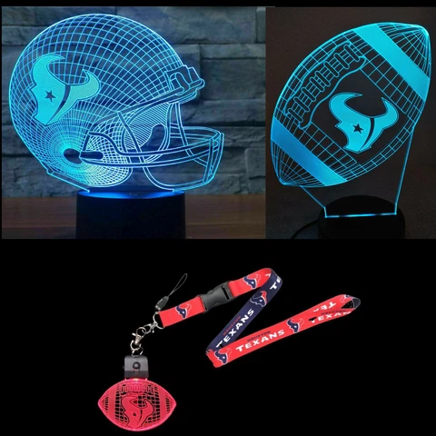 Houston Texans  3D Football, Helmet, Lanyard & Key Chain Combo Illusion Lights Cover