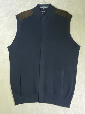 Roundtree & Yorke Sweater Vest Men’s Size XLT Blue Knit Full Zip Pockets - Image 1 of 4