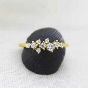 14k Yellow Gold Plated 2Ct Round Cut Lab-Created Diamond Wedding Band Ring - Picture 1 of 5