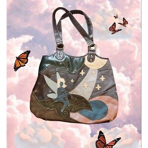 Vintage leather suede fairy patchwork purse hobo bag y2k fairycore hippie brown