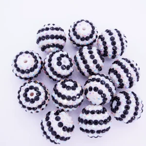 10Pcs Spring Summer 20MM Both Rose-White Colors Striped Resin Rhinestone Bead Lo - Picture 1 of 12