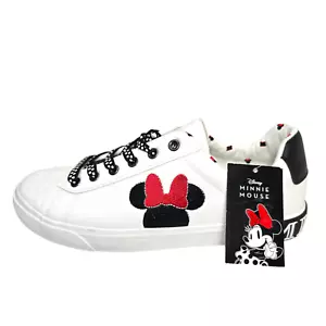 Disney Minnie Mouse Low-top Court Sneakers Womens 9.5, 10 & 11 White Embroidered - Picture 1 of 12