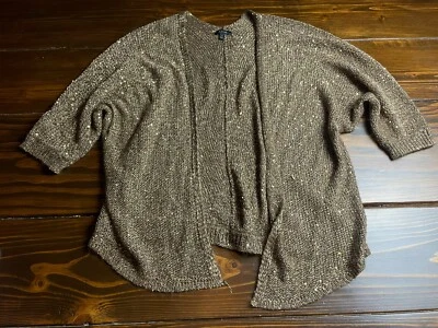 Apt. Suéter 9, Mujer Talla Mediana, Dorado, Lentejuelas, Cárdigan Abierto Foto 1 de 4