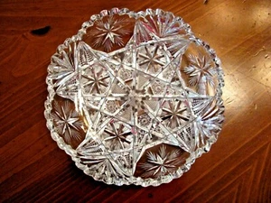 GORGEOUS AMERICAN BRILLIANT VINTAGE CUT CRYSTAL SAW TOOTH RIM LOW INTRICATE DISH - Picture 1 of 10