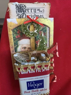 Christmas primitive   Spice Tin Riser  Tray - Coffee Bar Decor - Image 1 of 4