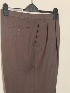 MARKS&SPENCER TAUPE- MENS Relaxed Fit DRESS PANTS-turnover Hem-U.K-44W/31L” - Picture 1 of 24