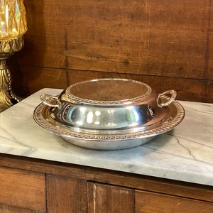 Vintage Silver Plate Covered Serving 9" Bowl Dish Platter Polished - Picture 1 of 10