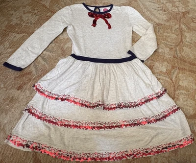 VESTIDO DE PISO PARA NIÑAS 6/7 NAVIDAD VACACIONES LENTEJUELAS LAZO ESCALONADO VISCOSA MEZCLA CREMA Foto 1 de 4