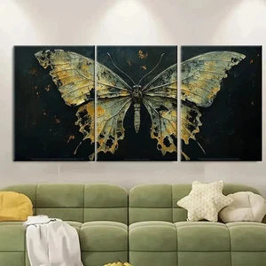 3pcs Ethereal Gothic Butterfly RI Wall Art Canvas Framed 50x70cm - Picture 1 of 2