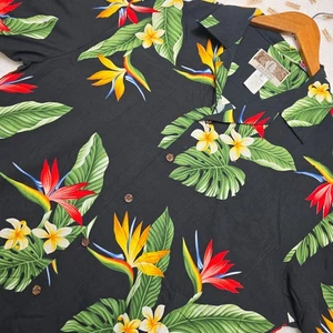 Kalaheo Hawaiihemd Gr. S schwarz tropisch Blumen Paradiesvögel Aloha - Bild 1 von 14