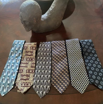 ЛОТ ИЗ 6 HENRY GRETHEL 100% ИТАЛЬЯНСКИЙ ШЕЛК ГАЛСТУКИ ЧЕРНЫЙ СЕРЕБРЯНЫЙ СИНИЙ КОРИЧНЕВЫЙ ЗОЛОТОЙ КРАСНЫЙ - Изображение 1 из 3