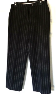 Woman Haggar Career  Slacks 10 Short Black With Pin Stripe - Picture 1 of 4