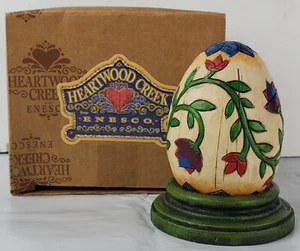 Jim Shore Heartwood Creek VTG 2004 Floral Vine Egg & Base w/ Box Easter - EUC - Picture 1 of 15