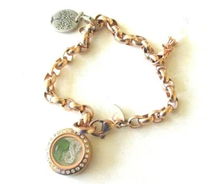 Origami Owl Floating Stones Shadowbox Bracelet Gold Tone Charms - Picture 1 of 3