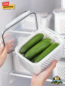 1 pc Food Preservation Box with Drain Basket & Lid - Kitchen Storage Container - Picture 1 of 7