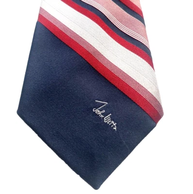 VTG 80s John Weitz Repp Tie Style Embroidered Logo Polyester Neck Tie 54x3" - Image 1 of 3