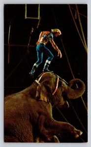 Tarjeta postal de colección Barnum Bailey entrenador Gebel-Williams elefante circo Gunther - Imagen 1 de 2