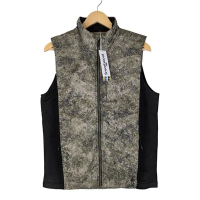New Smartwool Mens Medium Smartloft Vest Black Green Camo Full Zip Jacket Wool - Image 1 of 4