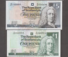 UNC Royal Bank Of Scotland £1 & £5 One + Five Pounds 2001-2005 Goodwin RBS Set