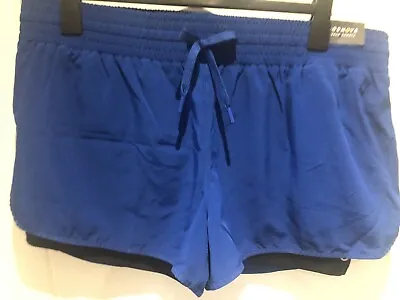 M&S Goodmove  Woven Cobalt / Black Layered Running Shorts Size 18 • 15.86€