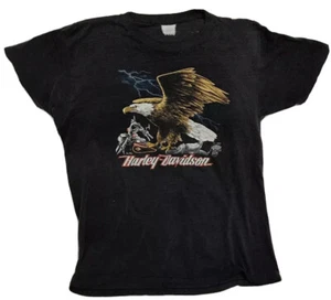 Vintage 1985 Harley Davidson T- shirt Paper Thin Soft Small Holes Size L/XL - Picture 1 of 12