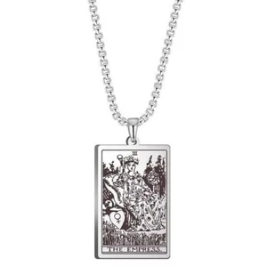 Empress Tarot Card Necklace (Rider-Waite-Smith Deck style) Stainless with Pouch - Picture 1 of 8