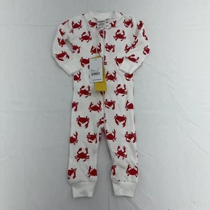 Lewis White Crab Print Long Sleeve One Piece Unisex Size 12 Months NEW - Picture 1 of 5