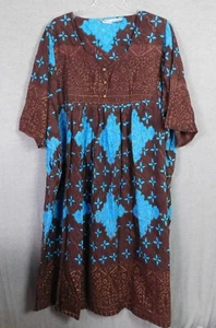 Woman Within Dress 5X Brown Blue Floral Short Sleeve Muumuu - Bild 1 von 8