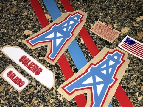 HOUSTON OILERS Throwback Football Helmet Decal Set FULL Size 3M 20MIL Cover
