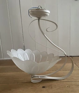 Iluminación de pola vintage vidrio esmerilado y metal blanco con forma de flor accesorio de luz - Imagen 1 de 19