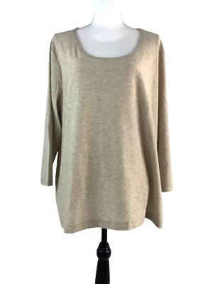 CATA 女式大码长袖拉上衣 - 米色金色闪光,尺寸 22W/24W — 第 1/4 张图片