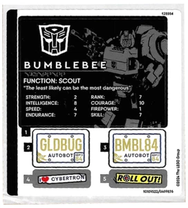LEGO STICKER SHEET ONLY BUMBLEBEE 10338 New from set 10338stk01 - Picture 1 of 1