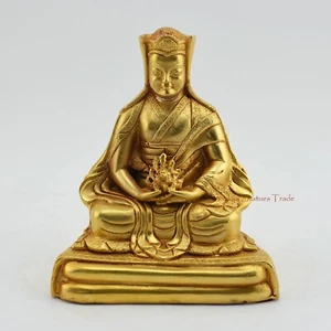 Nice Quality Gold Plated Copper Alloy 4.5" Guru Gampopa Statue from Patan, Nepal - Bild 1 von 4