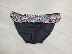 Womens Bikini Bottom Black Fold Over Paisley Extra Large - Picture 1 of 3