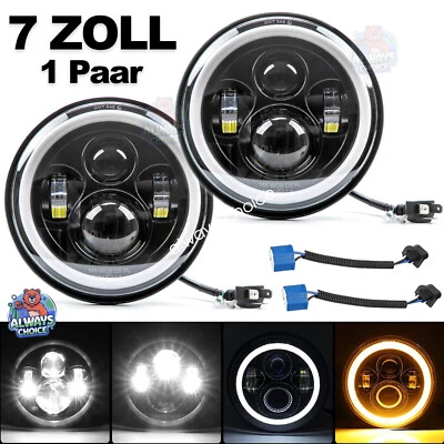 7'' Rund LED Scheinwerfer Angel Eye Links Rechts für Jeep 90-97 Mazda Miata MX-5 - Bild 1 von 4