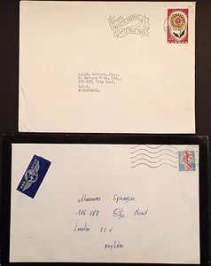 France Stamps 1962 & 1964 Covers to UK Mourning Envelope Slogan Cancel (w) - Picture 1 of 2