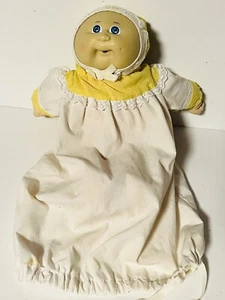 Vintage 1985 Cabbage Patch Kids Preemie Doll Bald Blue Eyes Bonnet Gown Xavier - Picture 1 of 17