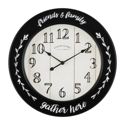 Sterling & Noble 11.5" Round Wall Clock Friends & Family Shiplap Farmhouse NEW! - Image 1 of 4
