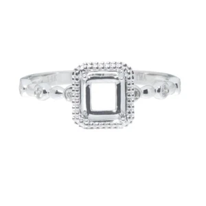 14Kt White Gold Beaded Square Halo Diamond Accent Mounting To Add - Picture 1 of 1