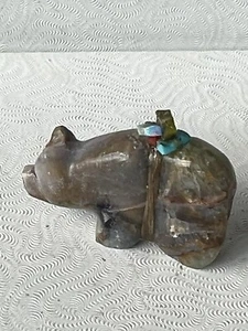 Zuni Bear Fetish Daryl Shack Sr Opal Gifts Eyes Labradorite 1010 - Picture 1 of 7
