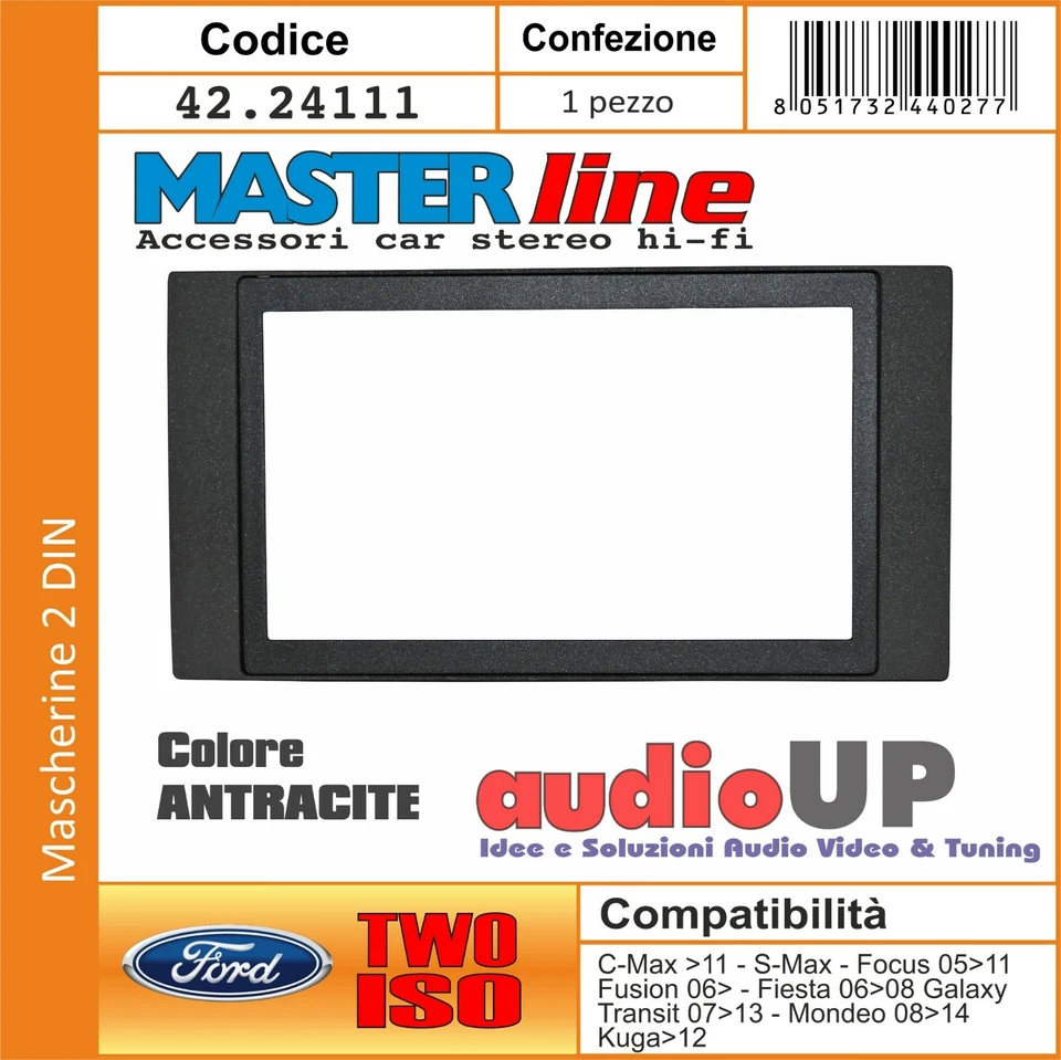 Mascarilla De Autoradio 2 DIN Con Marco A Juego Para Ford Kuga Hasta 2012. - Imagen 1 de 3