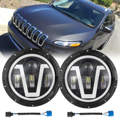 Par de faros LED de 7 pulgadas ojos de ángulo halo para Jeep Cherokee 1974-1978 2014-2016 Foto 1 de 4