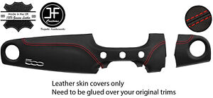 RED STITCH 2 PIECE DASH KIT LEATHER COVER FOR FIAT 500 & ABARTH 07-16 STYLE 2