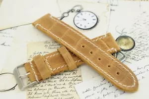 OROLOGIO IN PELLE COCCODRILLO NUOVISSIMO FATTO A MANO CINTURINO DA POLSO ORIGINALE 24 mm grande - Foto 1 di 8